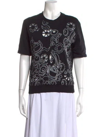 Pre-owned Carven Graphic Print Crew Neck Top In Black