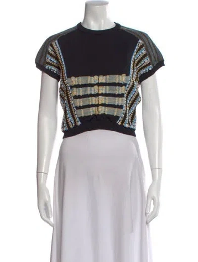 Pre-owned Carven Graphic Print Crew Neck Top In White