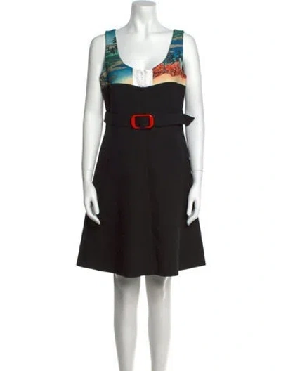 Pre-owned Carven Graphic Print Knee-length Dress In Black