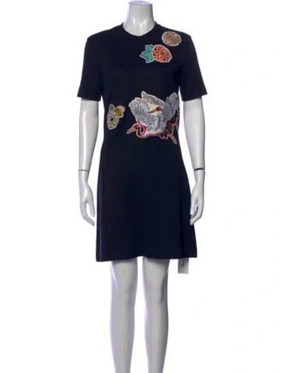 Pre-owned Carven Graphic Print Knee-length Dress In Blue