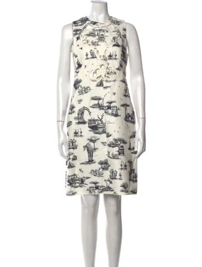 Pre-owned Carven Graphic Print Knee-length Dress In White