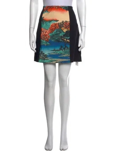Pre-owned Carven Graphic Print Mini Skirt In Black
