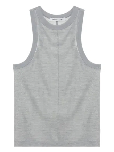 CARVEN CARVEN GREY SILK TANK TOP