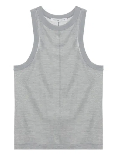 CARVEN GREY SILK TANK TOP