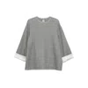 Carven Contrasting-cuff Top In Gray