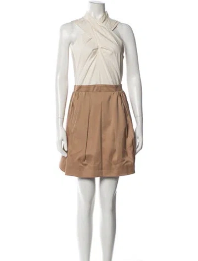 Pre-owned Carven Halterneck Mini Dress In Brown