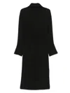 Carven High Neck Viscose Shirt With Jewel Button In Black