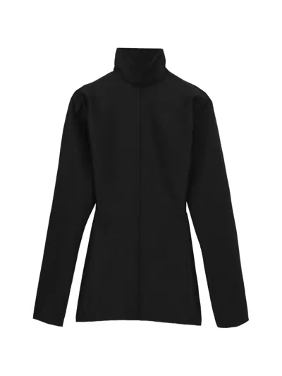 Carven High-neck Kimono-sleeve Blouse In Black