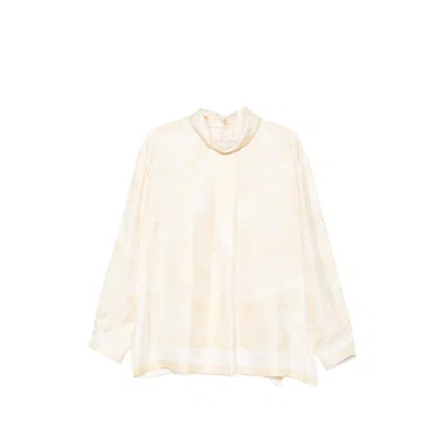 Carven High-neck Silk Patterned Blouse In Multi