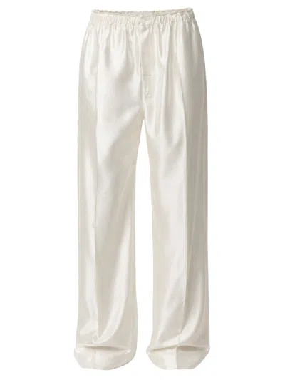 Carven High-waisted Relaxed Fit Cotton Satin Pants In White
