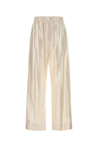 Carven Ivory Satin Pyjama Pant In Neutral