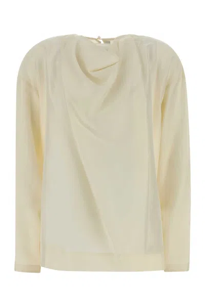 Carven Ivory Silk Blouse In White