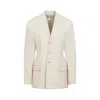 Carven Parchment White Wool Blazer With Notched Collar