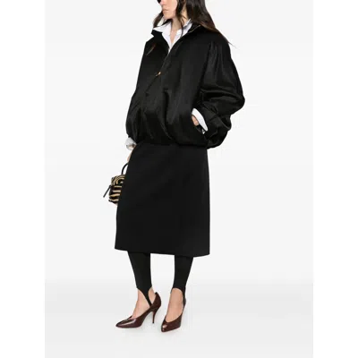 Carven Satin-finish Zip-up Jacket In Black