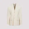 Carven Parchment White Wool Blazer With Notched Collar