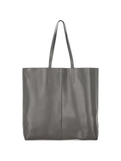 Carven Jean Logo-embossed Leather Tote Bag In Gray
