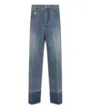 Carven Cotton Five-pocket Jeans With Key Pendant Detail In Blue
