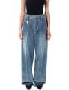Carven Cotton Five-pocket Jeans With Key Pendant Detail In Washed Denim