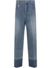 Carven Cotton Five-pocket Jeans With Key Pendant Detail In Washed Denim