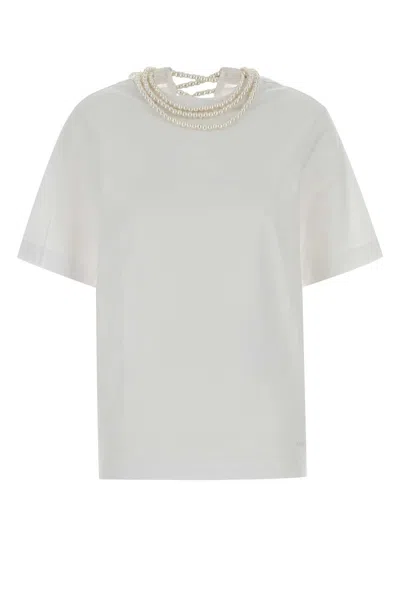 Carven Jt202-top-pearl Necklace T-shirt In White