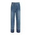 Carven Cotton Five-pocket Jeans With Key Pendant Detail In Blue