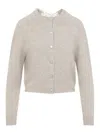 Carven Cashmere Button-up Sweater With Delicate Tie Detail In Neutral