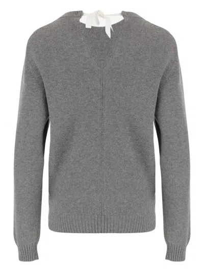 Carven Knit Top Tie Back Jumper Clothing In Gray