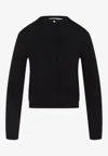 Carven Silk Button-up Sweater With Round Neckline In Black