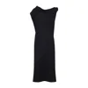 Carven Draped One-shoulder Midi Dress In Black