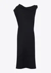 Carven Draped One-shoulder Midi Dress
