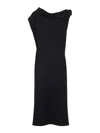 Carven Knot Dress In Grain De Poudre In Blue