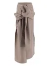 Carven Crossover Wool Skirt With Knot In Brown