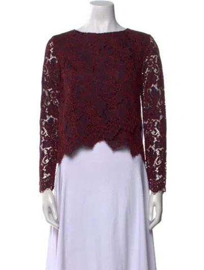 Pre-owned Carven Lace Pattern Bateau Neckline Crop Top In Purple