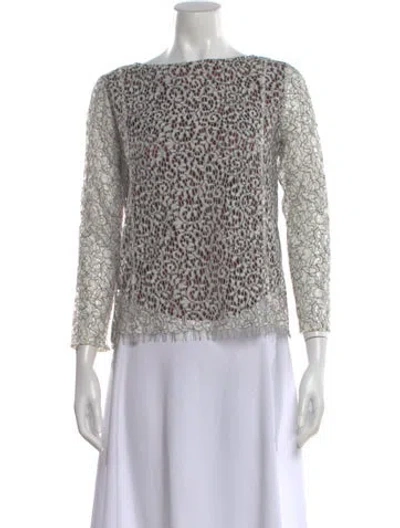 Pre-owned Carven Lace Pattern Bateau Neckline Top In Burgundy