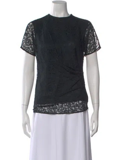 Pre-owned Carven Lace Pattern Crew Neck Top In Black