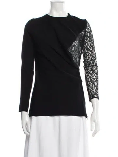 Pre-owned Carven Lace Pattern Crew Neck Top In Black