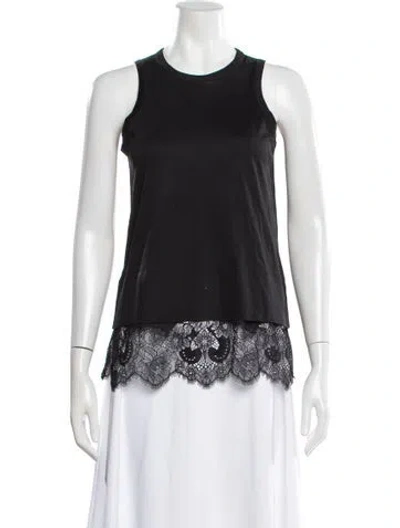 Pre-owned Carven Lace Pattern Crew Neck Top In Black