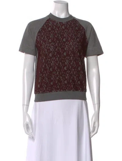 Pre-owned Carven Lace Pattern Crew Neck Top In Gray