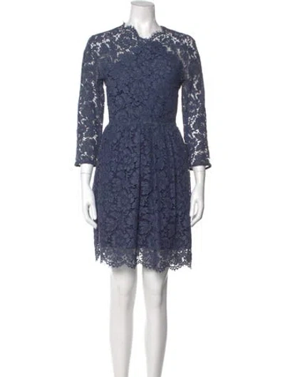 Pre-owned Carven Lace Pattern Knee-length Dress In Blue