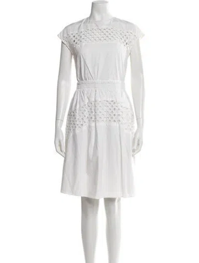 Pre-owned Carven Lace Pattern Knee-length Dress In White