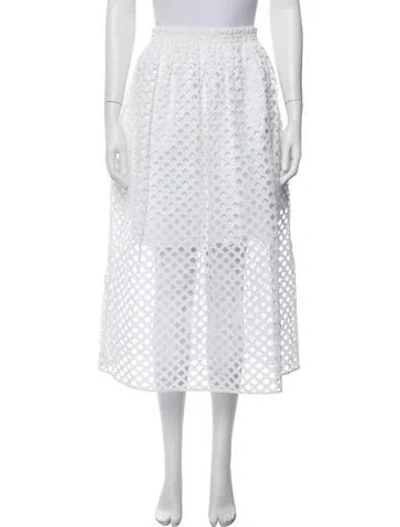 Pre-owned Carven Lace Pattern Midi Length Skirt In White