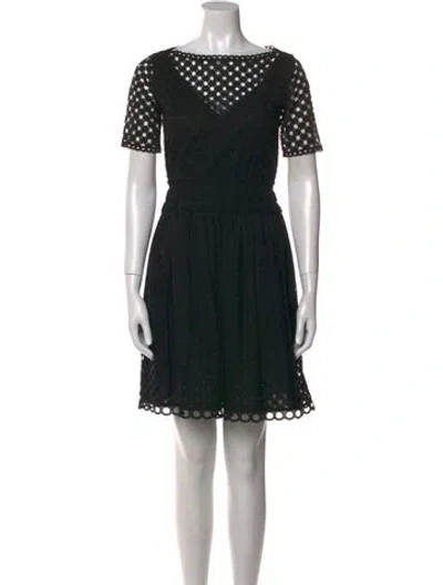Pre-owned Carven Lace Pattern Mini Dress In Black