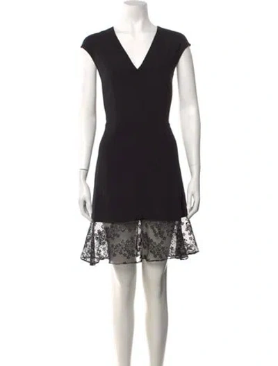Pre-owned Carven Lace Pattern Mini Dress In Black