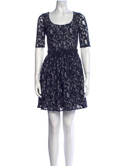 Pre-owned Carven Lace Pattern Mini Dress In Blue