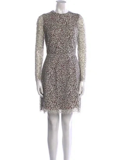 Pre-owned Carven Lace Pattern Mini Dress In Neutral