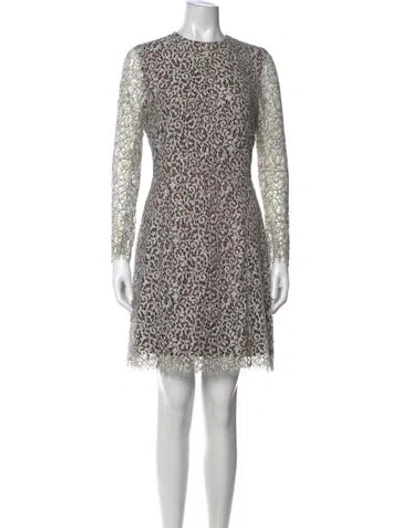 Pre-owned Carven Lace Pattern Mini Dress In Neutrals