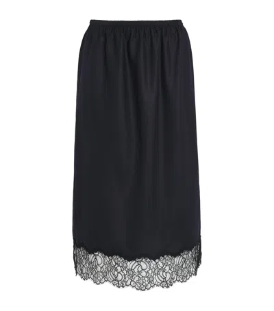 Carven Lace-trim Midi Skirt In Black