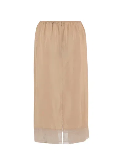 Carven Lace-trim Skirt In Brown