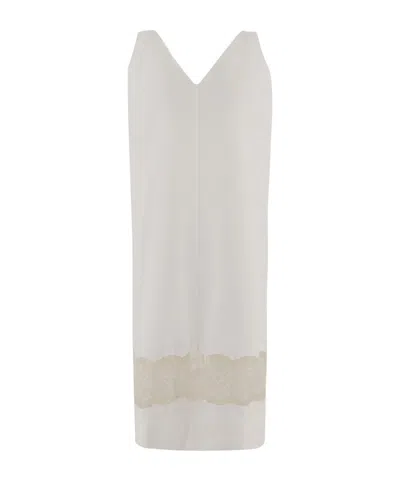 Carven Lace-trim V-neck Dress In White