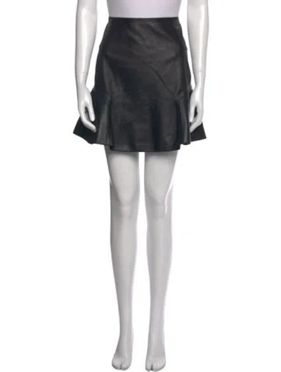 Pre-owned Carven Lamb Leather Mini Skirt In Black